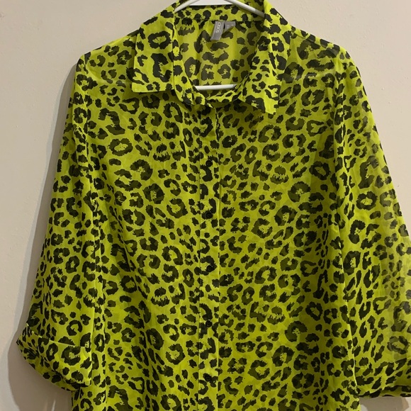 ASOS Tops - ASOS Leopard Print Blouse in Neon Yellow and Black